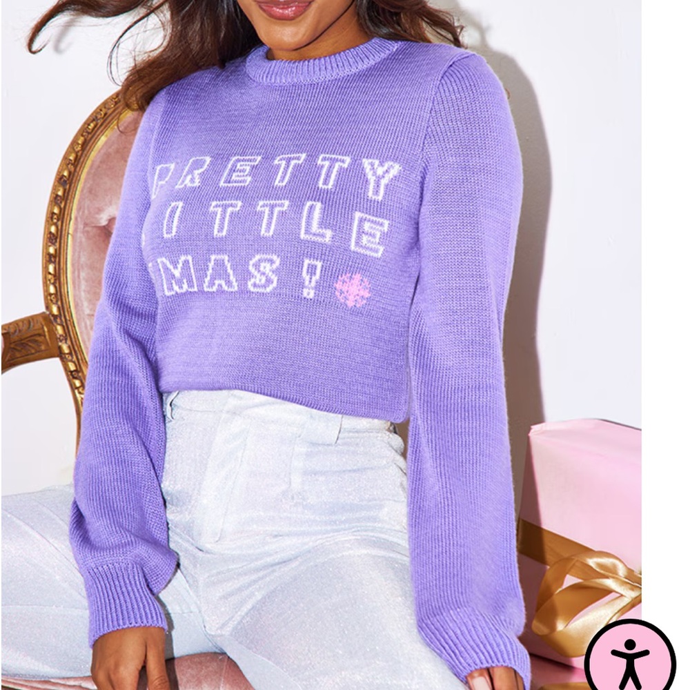 PRETTYLITTLETHING LILAC XMAS CHRISTMAS SWEATER size:M